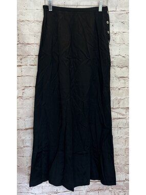 Tristan & Iseut Womens Maxi Skirt Black Satin Minimalist Classic VINTAGE Size 7